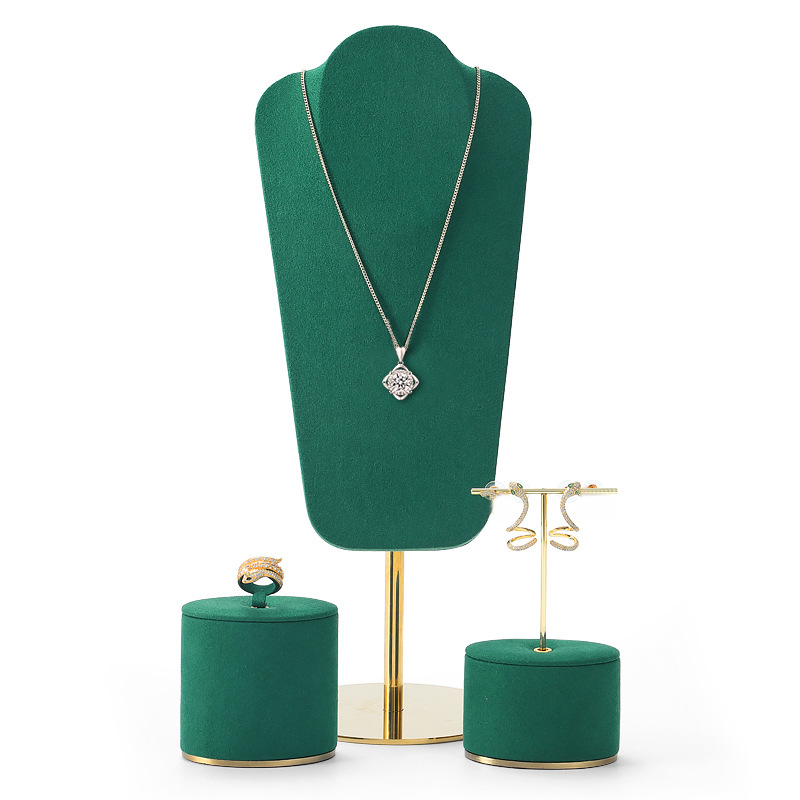 Jewelry and Watch Display Stand Set Green Color & Microfiber, Meta Material DS152-z