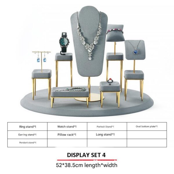 Jewelry and Watch Display Stand Set Grey Color & Microfiber, Meta Material DS153-o