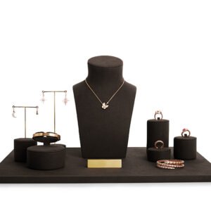 Jewelry Display Stand Set Brown Color & Microfiber, Metal Material DS189 -b