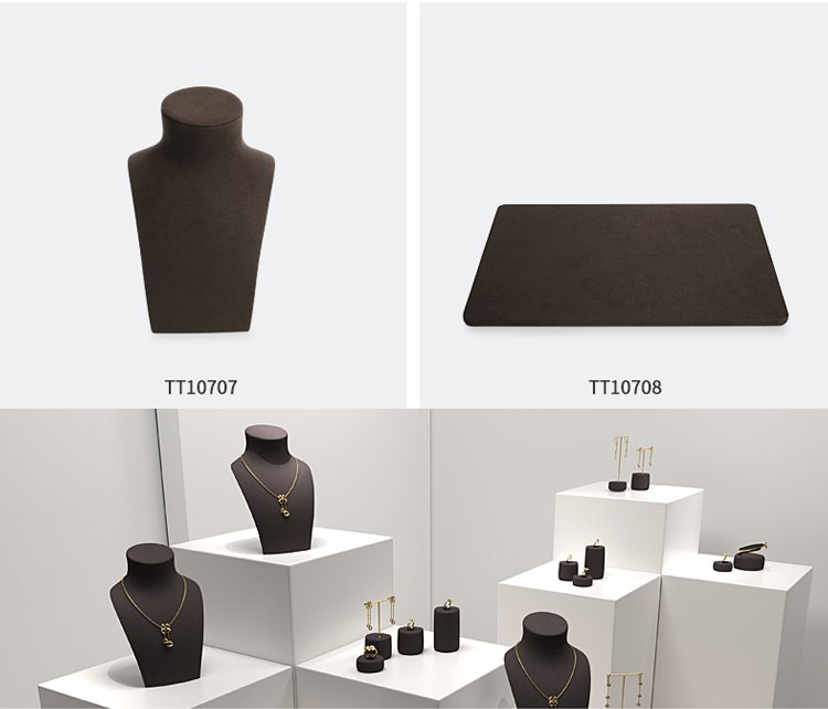 Jewelry Display Stand Set Brown Color & Microfiber, Metal Material DS189 -e
