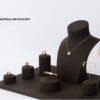 Jewelry Display Stand Set Brown Color & Microfiber, Metal Material DS189 -h