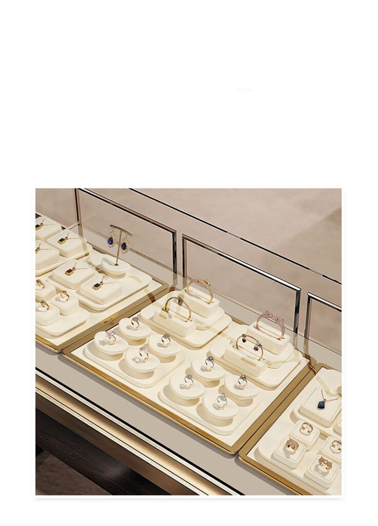 Jewelry Display Stand Set Beige Color, Microfiber & Steel Material DS192 -c