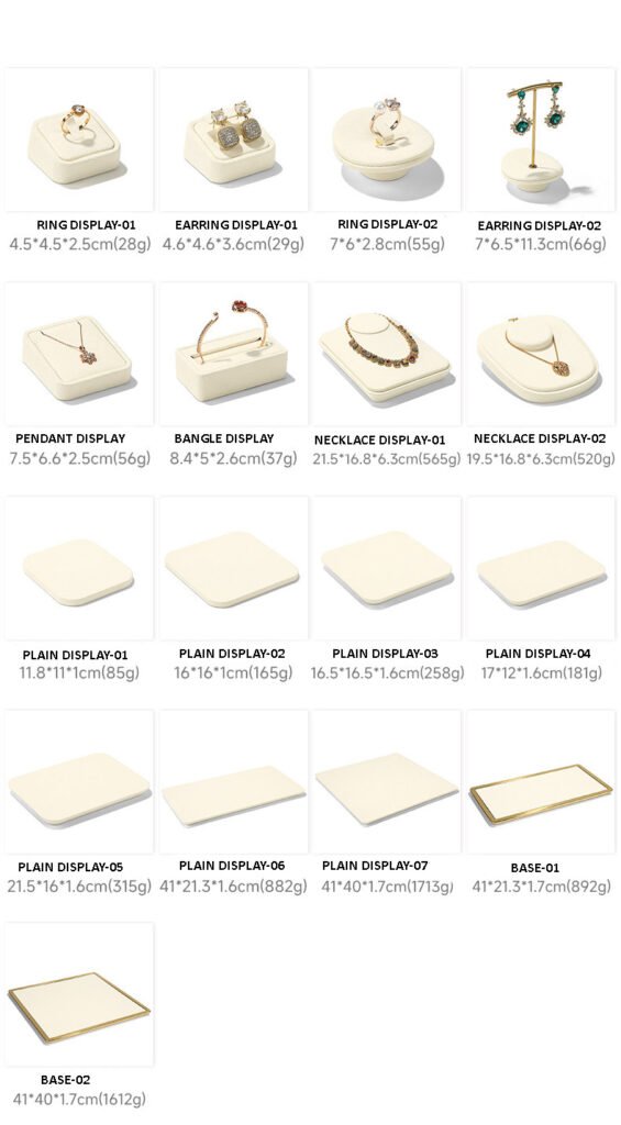 Jewelry Display Stand Set Beige Color, Microfiber & Steel Material DS192 -g