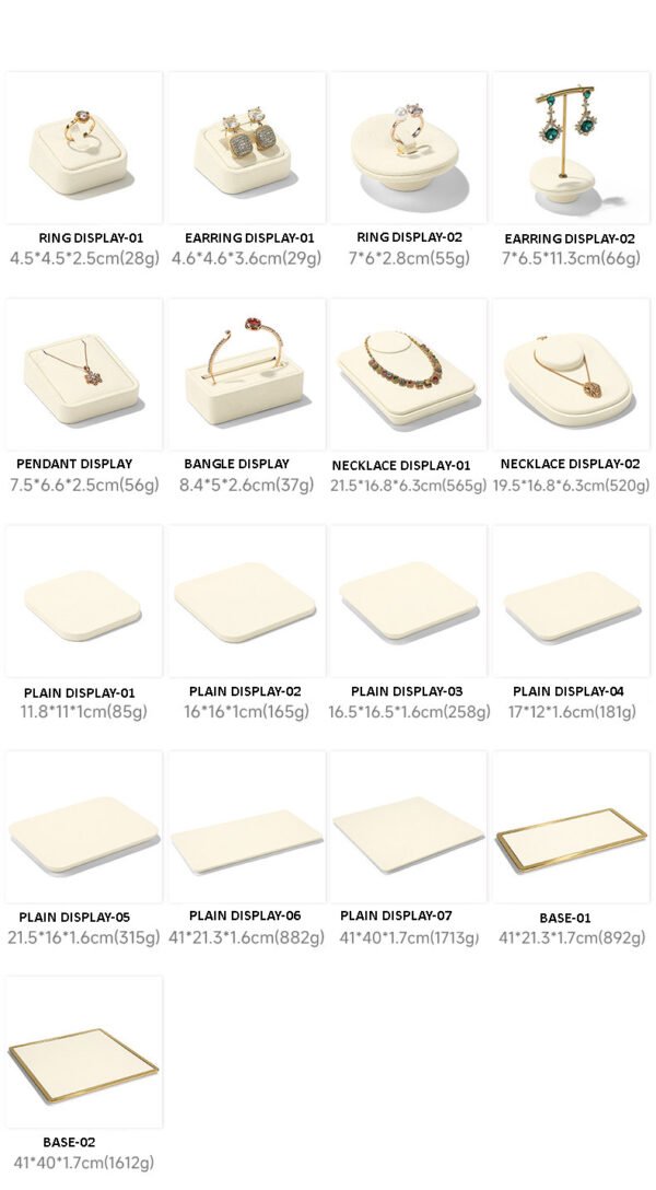 Jewelry Display Stand Set Beige Color, Microfiber & Steel Material DS192 -g
