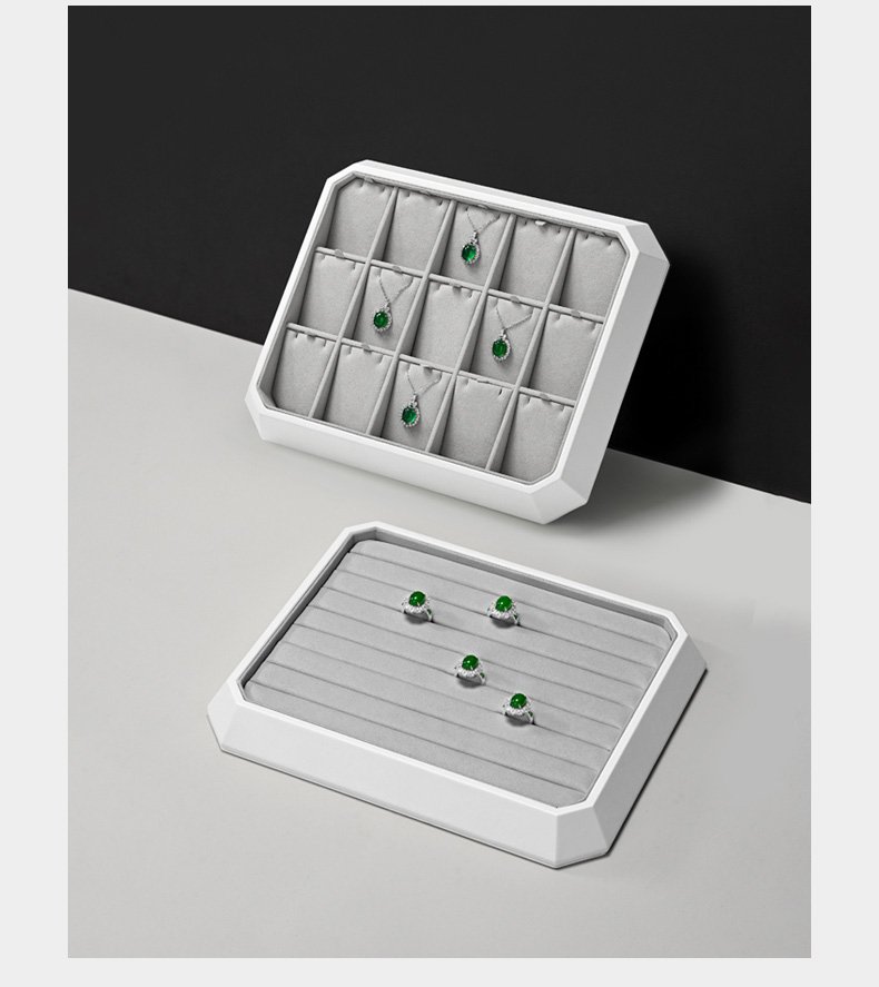 Jewelry Display Stand Set White Color, Microfiber & PU Leather Material DS191 -e